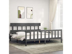 Bed frame with headboard, grey, 200x200 cm, solid wood, 87900YPTX
