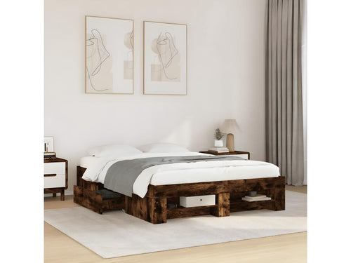 Smoked oak bed frame 120x200 cm engineered wood 88020DQXX