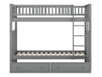 Children's separable bunk beds - 2 x 90 x 200 cm - 2 drawers - grey pine frame - Sunmeub slatted base - safety rails - Sunmeub 74998KFUT
