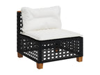 7-piece garden furniture set with cushions, black woven resin 04226PGMN