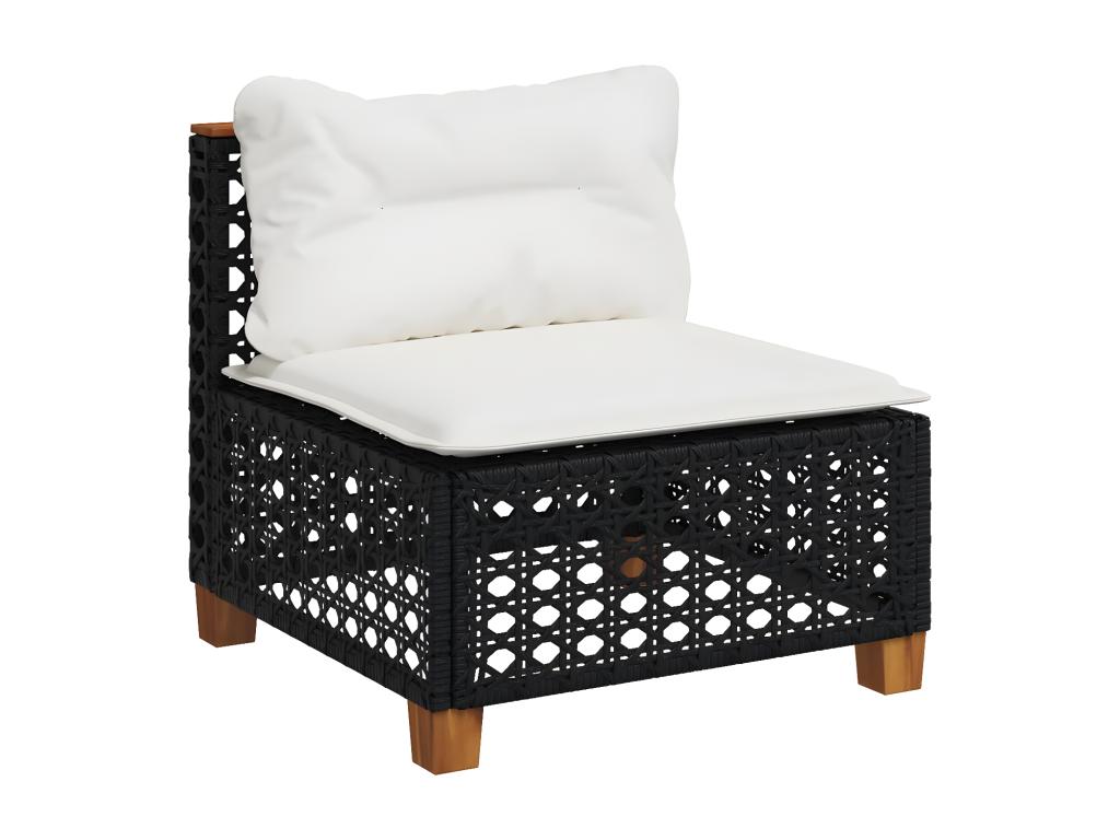 7-piece garden furniture set with cushions, black woven resin 04226PGMN