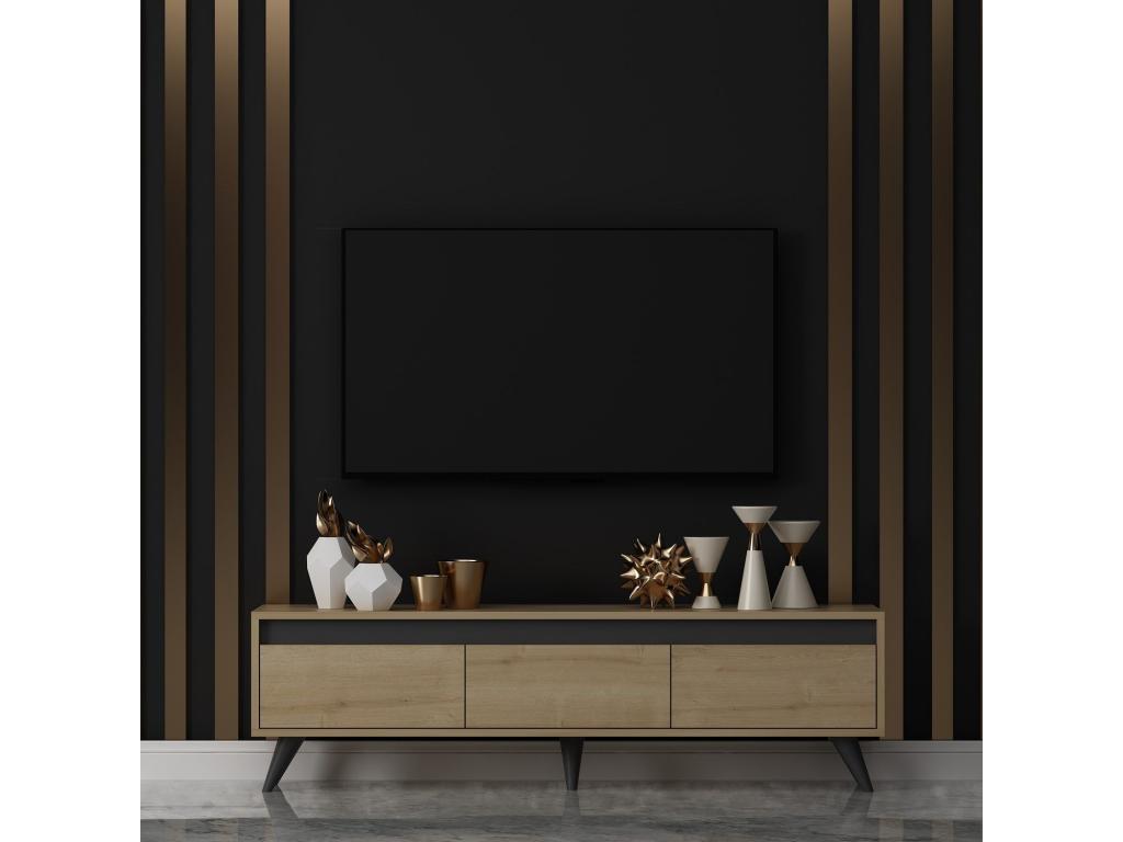Sunmeub Modern TV Stand, 150cm Wide, Light Oak, 92322ZPHB