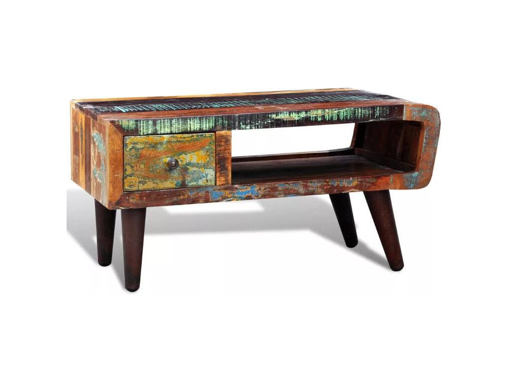 Sunmeub 89492JQEI Rectangular Coffee Table with 1 Drawer in Recycled Solid Wood