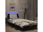Bed frame with LED lights, black and white, 90x200 cm, faux leather, 11702IMQD