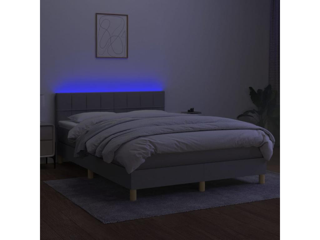 Sunmeub bed base and mattress with LED light grey 140x200 cm 59557UETV