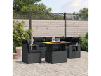 6-piece garden furniture set with cushions, black woven resin, 43635QYJU