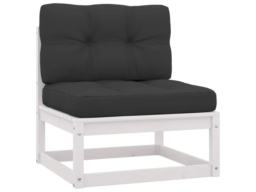 12-piece garden furniture set with cushions, white, solid pine wood, 5 92685GHHQ