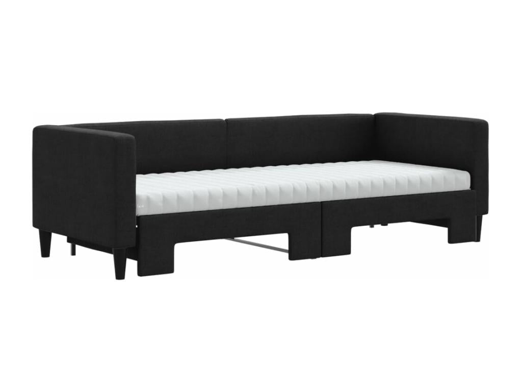 Daybed with pull-out bed and black mattress 80x200 cm fabric 11641TBRN