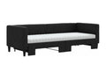 Daybed with pull-out bed and black mattress 80x200 cm fabric 11641TBRN