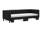 Daybed with pull-out bed and black mattress 80x200 cm fabric 11641TBRN