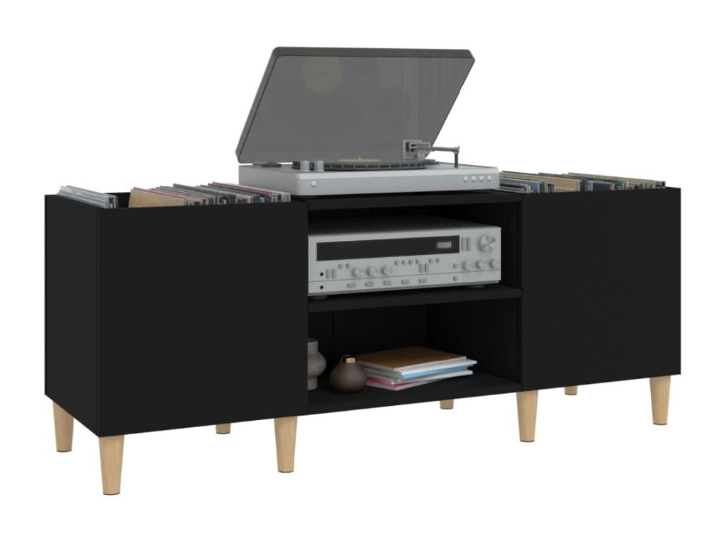 Black record cabinet 121x38x48 cm engineered wood 59237UNFH