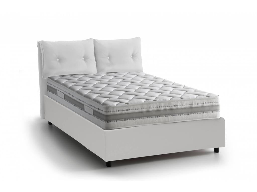 Sunmeub Single Bed with Storage, Eco-Leather Upholstery, Made in Italy, Front Opening, Suitable for 80x190 cm Mattress, White, 14622BLEW