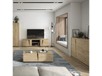 4-Door Buffet, Oak and Black Finish, 221 cm Wide - Crack 15637VBKN