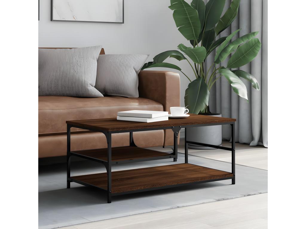 Brown oak coffee table 90x49x40 cm engineered wood 26986BZNI