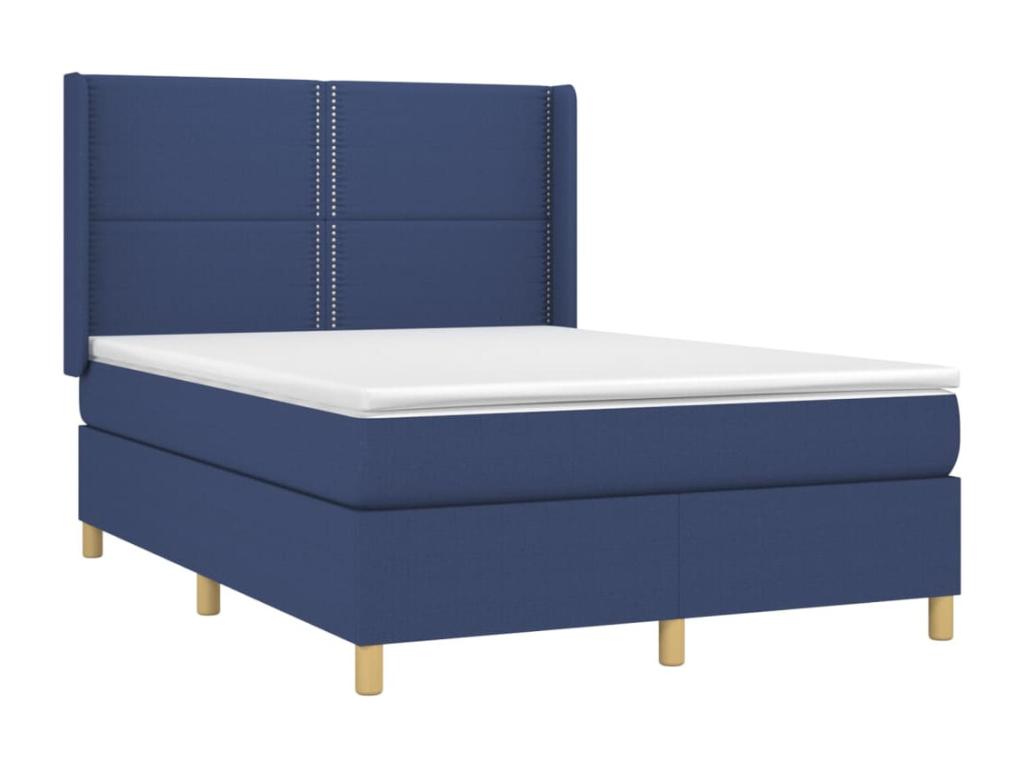 Upholstered bed base with mattress and LED light, blue, 140x200 cm, fabric, 36127MHOC