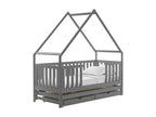 Homeboisstore 115 Single Bed with an Additional Trundle Bed, Grey, 90x180 - 90x190 cm, Wood, 96 cm, 04544GTVJ
