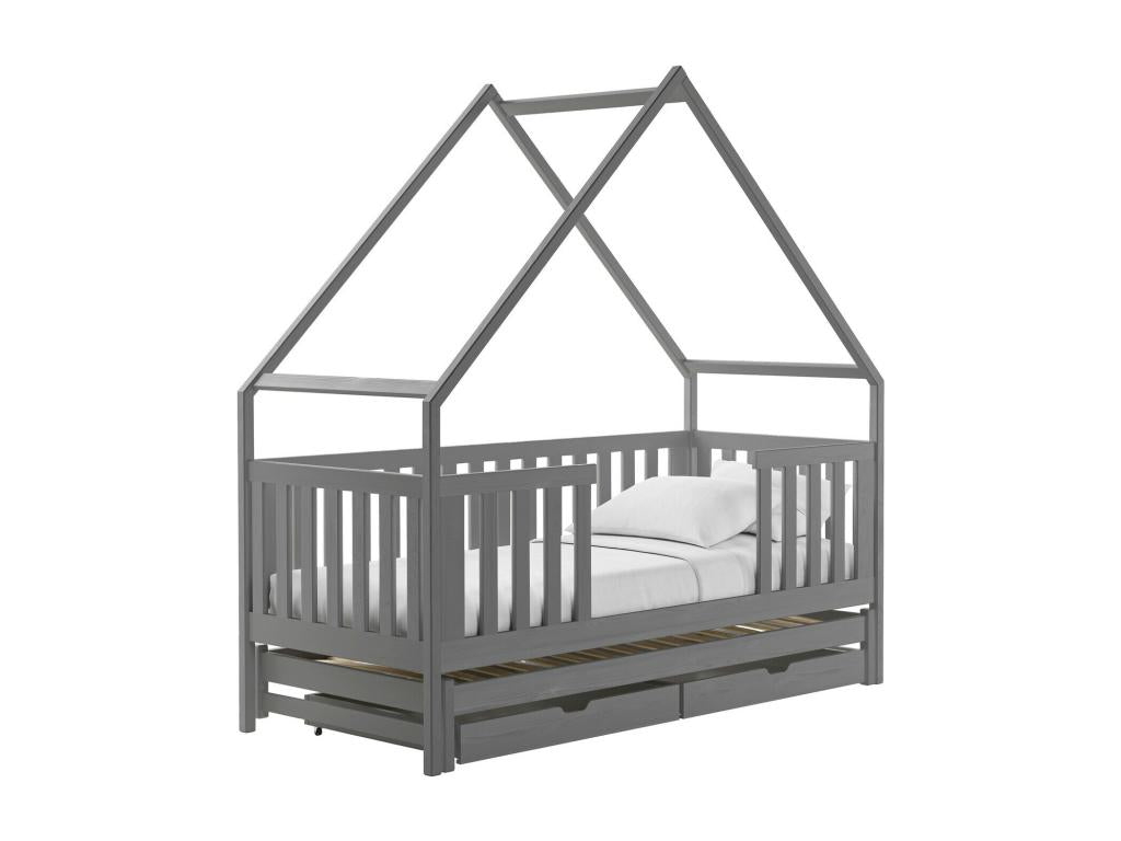 Homeboisstore 115 Single Bed with an Additional Trundle Bed, Grey, 90x180 - 90x190 cm, Wood, 96 cm, 04544GTVJ