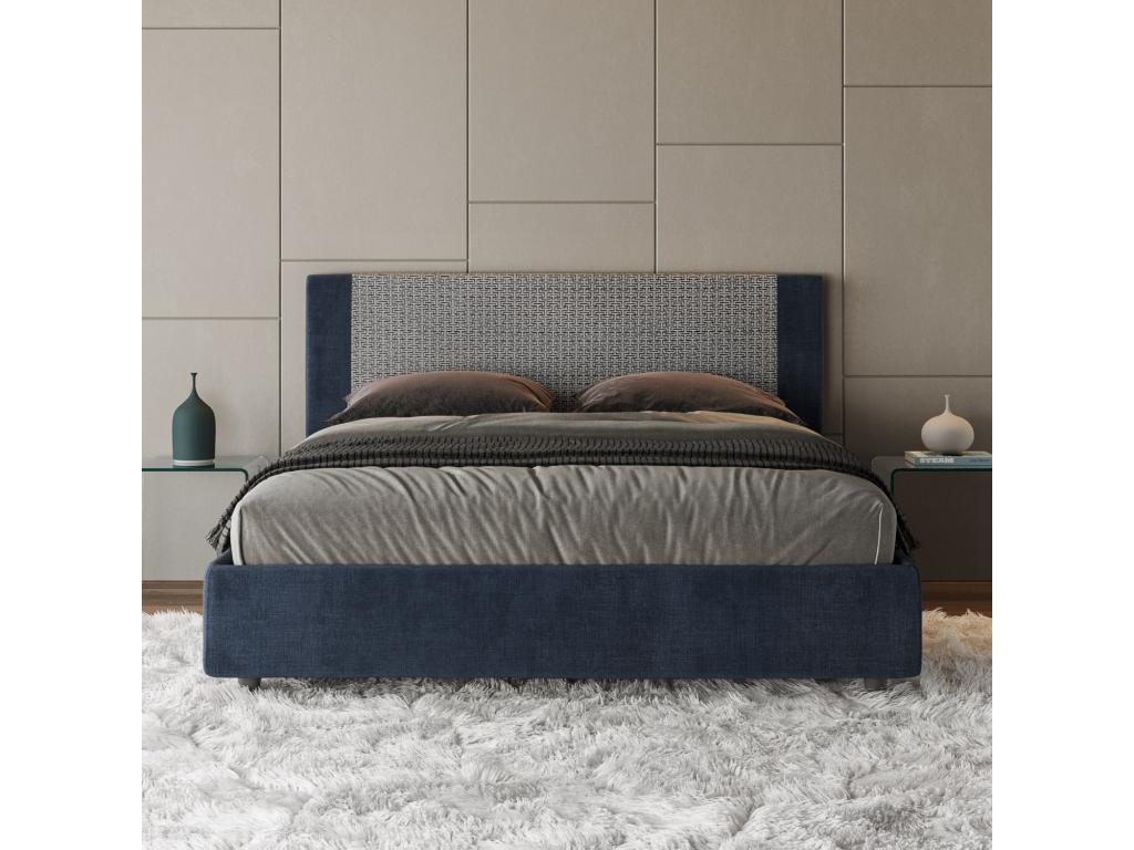 Upholstered storage bed 160x200 cm, Labirinto 09 fabric, Rosal blue, 39887WLEN