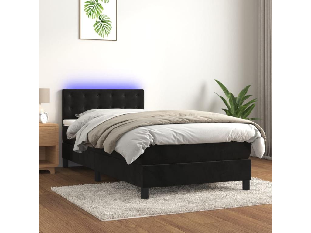 Sunmeub bed base with mattress and LED, black, 90x190 cm, 96805WHEU