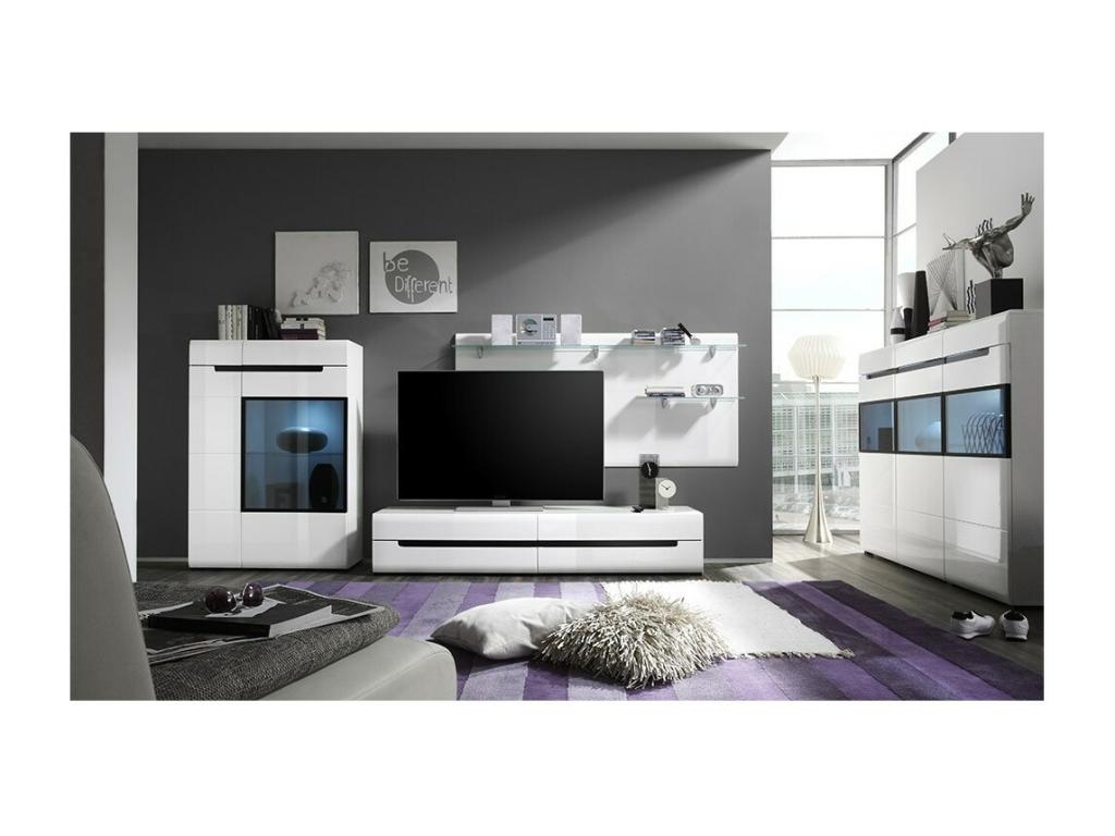 Sunmeub TV stand with 2 drawers - Glossy white - 180x34x50 cm 31485RFZW