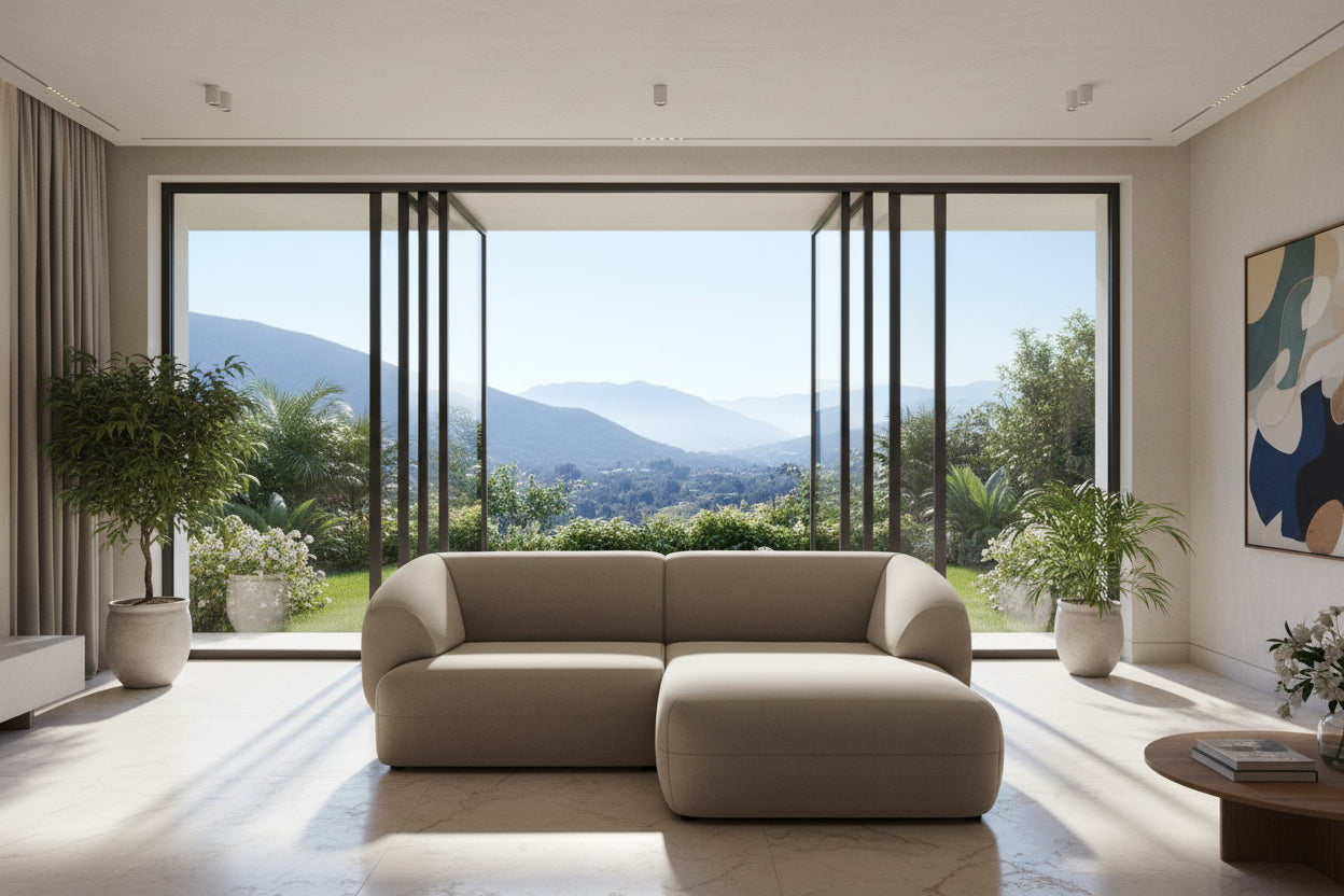 2.5-seater modular right-facing corner sofa in velvet - Sunmeub 43545ZNXF