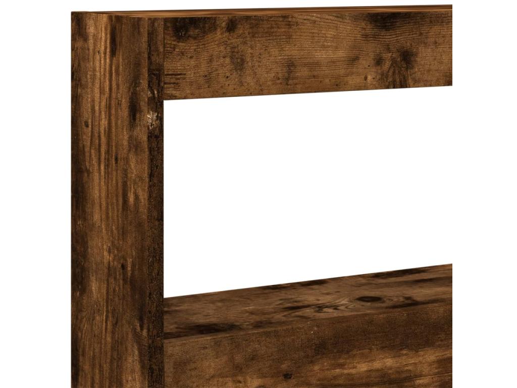 Smoked oak headboard wardrobe with LED lighting, 160x17x102 cm, 84567GNLP