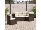 5-piece garden furniture set with cushions, brown woven resin, 20679KOPD