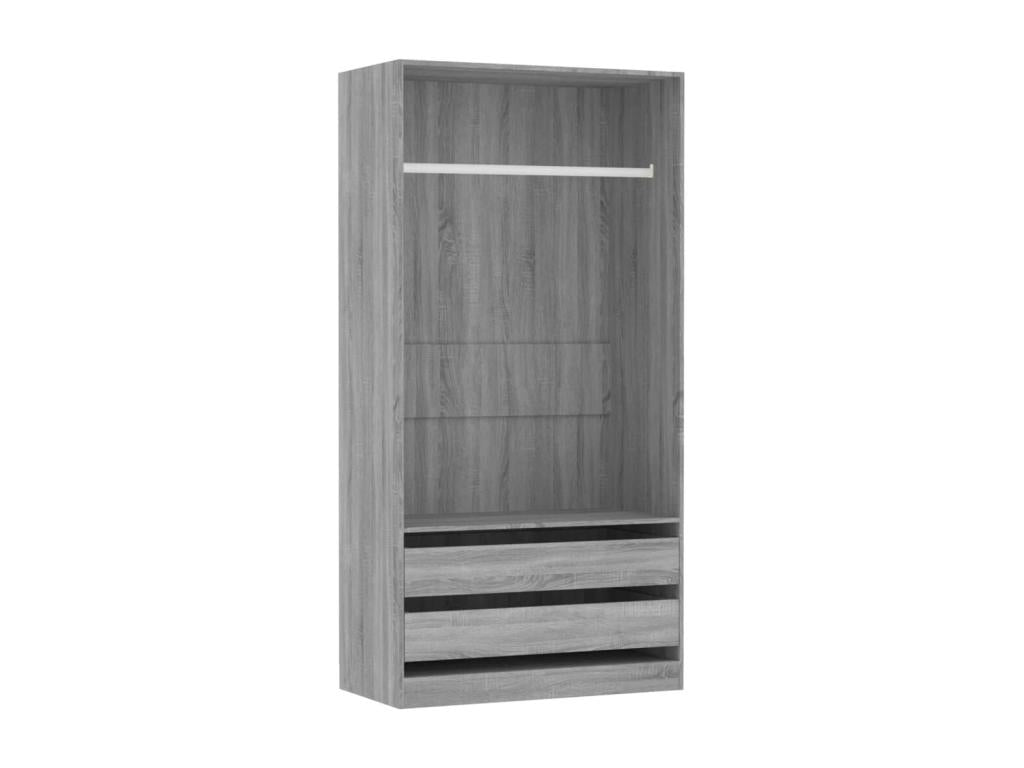 Sunmeub Grey Wardrobe 100x50x200 cm Engineered Wood 73681GGWG