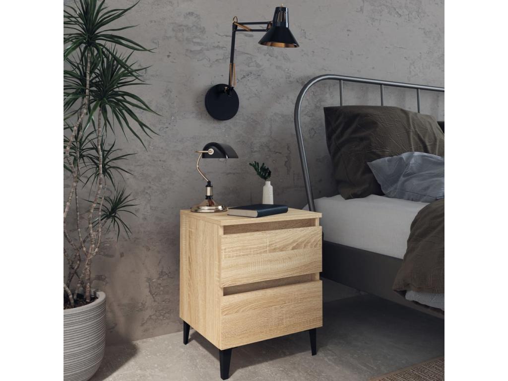 Sunmeub 2-piece oak bedside tables, 40x35x50 cm, engineered wood, 96294IMJT