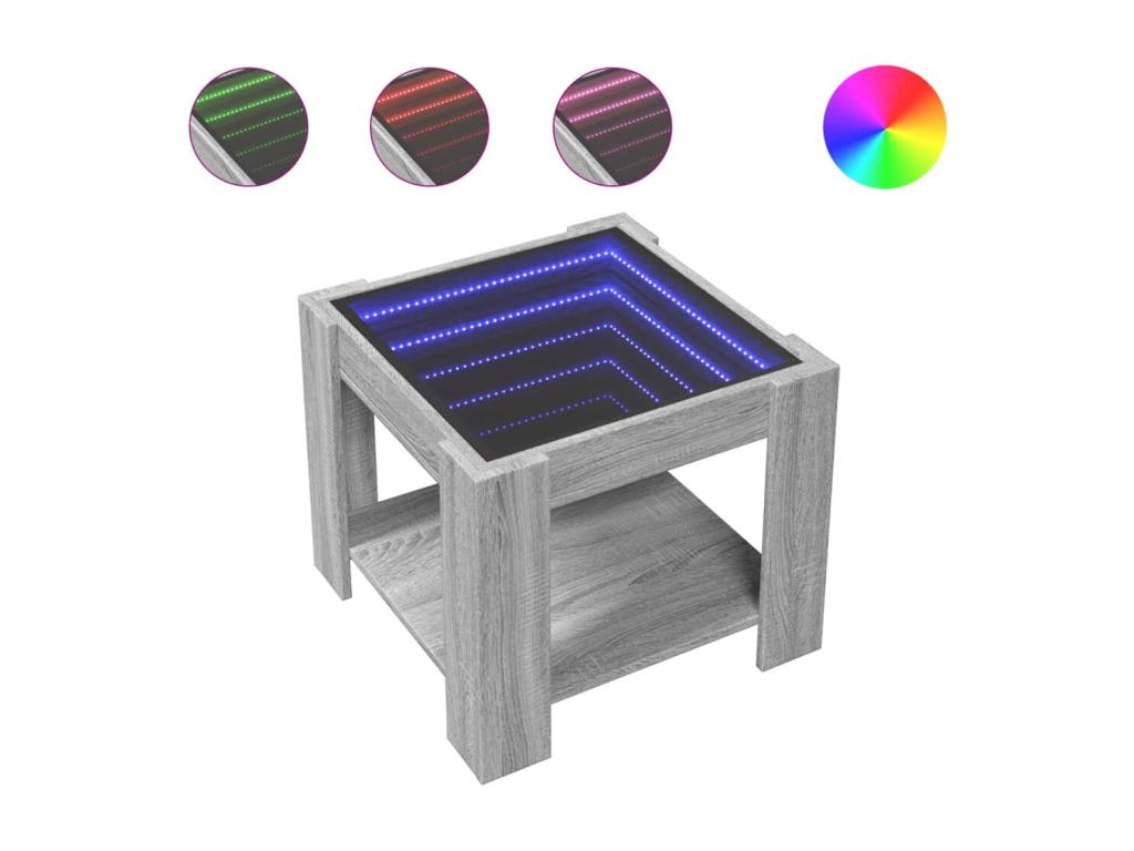 Sunmeub coffee table with LED, grey, 53x53x45 cm, engineered wood, 19474QVFS