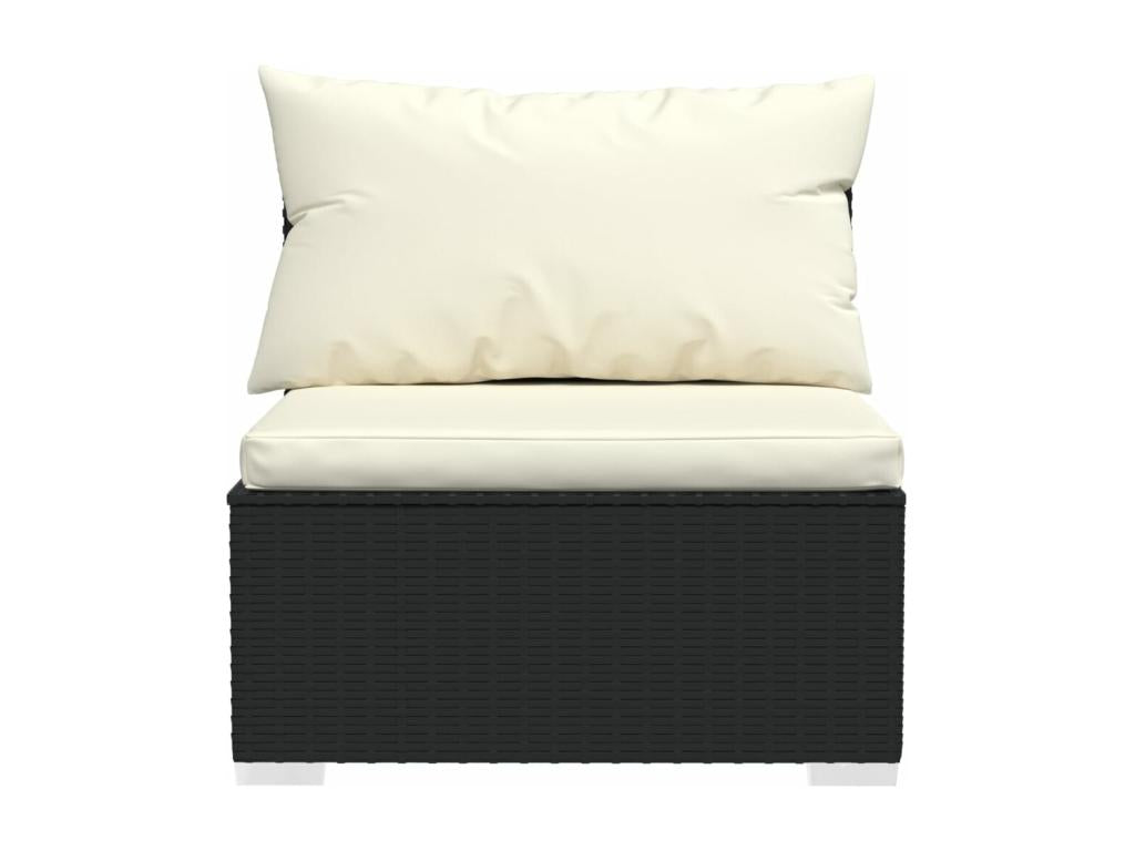6-piece garden furniture set with cushions, black wicker resin, 19 22453NXQJ