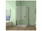 Pivoting and folding shower enclosure 120x110x195cm in 6mm tempered glass with anti-limescale coating and stainless steel handle 40959BALJ