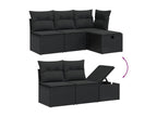 7-piece garden furniture set with cushions, black resin wicker, 74361TFRG