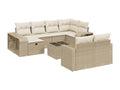 11-piece garden furniture set with beige resin wicker cushions 32619PBUF