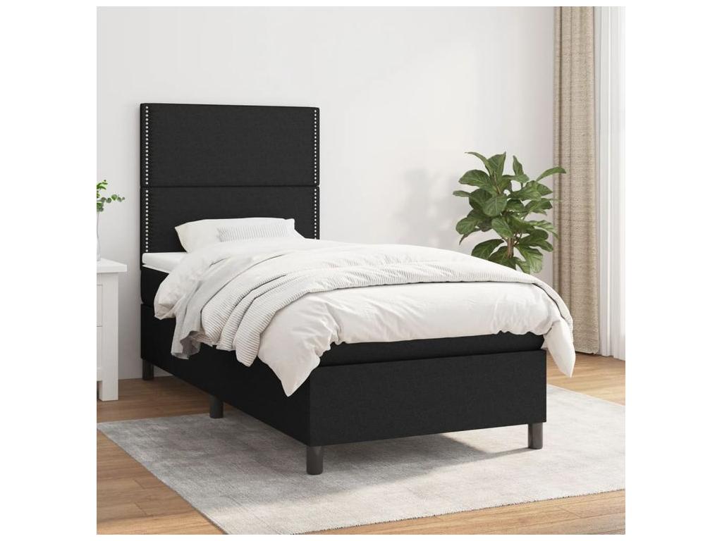 Sunmeub bed base with mattress, black, 90x200 cm, fabric, 71564MDFZ