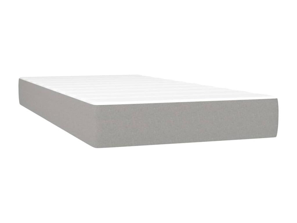 Upholstered bed base with mattress, light grey, 100x200cm, fabric, 40651YFBT