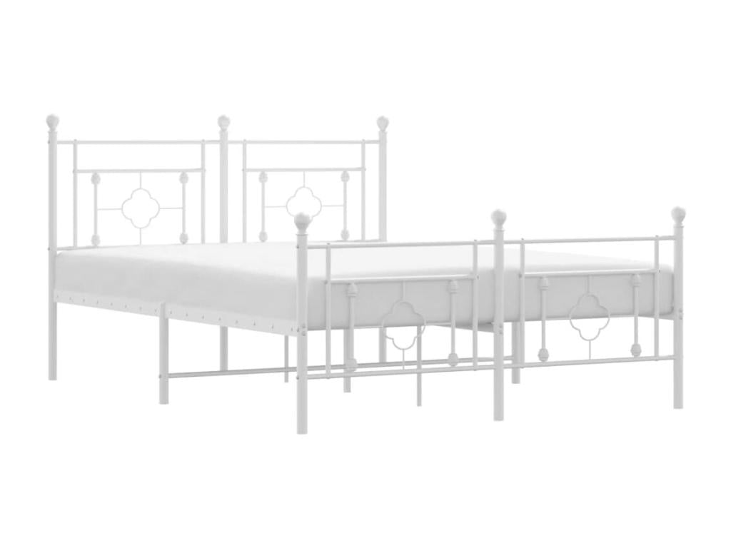 Metal bed frame with headboard and footboard, white, 140x190 cm, 31695QCPV