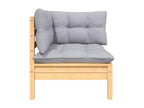 3-piece garden furniture set with grey cushions, solid pine wood, 55829UBFD