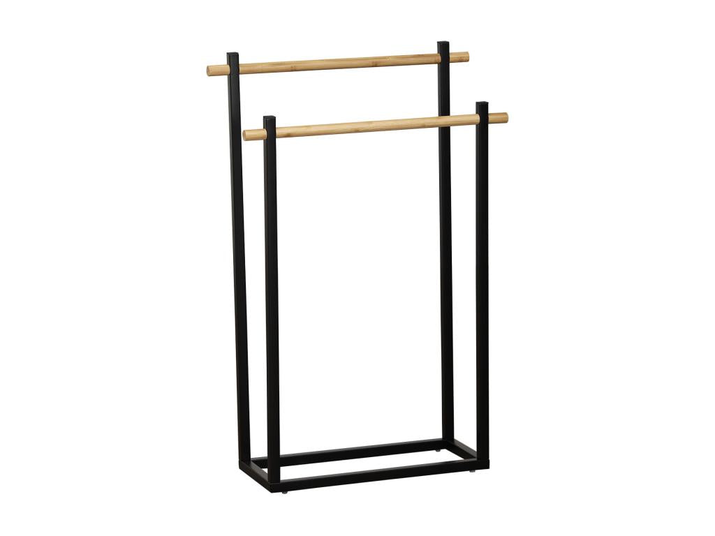 2-Bar Towel Rack in Sunmeub and Black Metal, H 82 cm, 27877OBBF