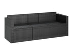 3-seater garden sofa with cushions, black woven resin, 31500VEXN