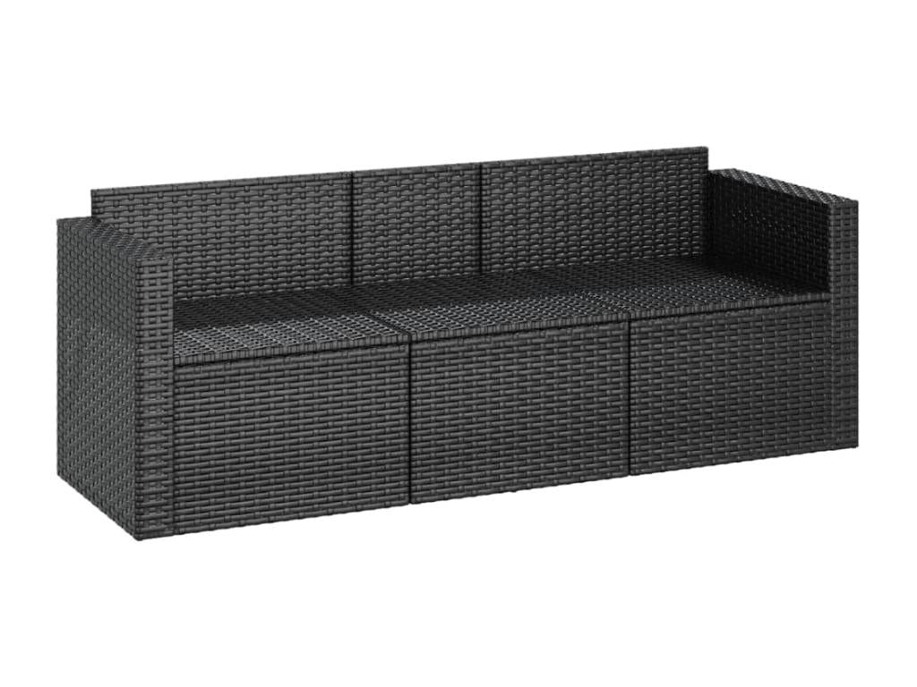 3-seater garden sofa with cushions, black woven resin, 31500VEXN