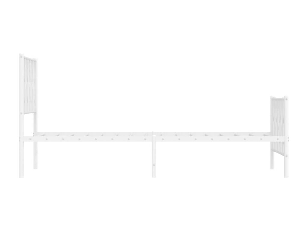 Metal bed frame with headboard and footboard, white, 100x190 cm, 71390AHSH