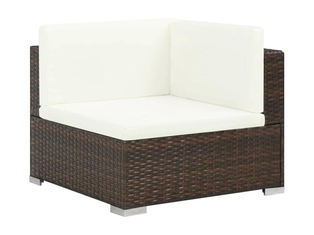 7-piece garden furniture set with cushions, brown wicker resin, 29881SFSQ
