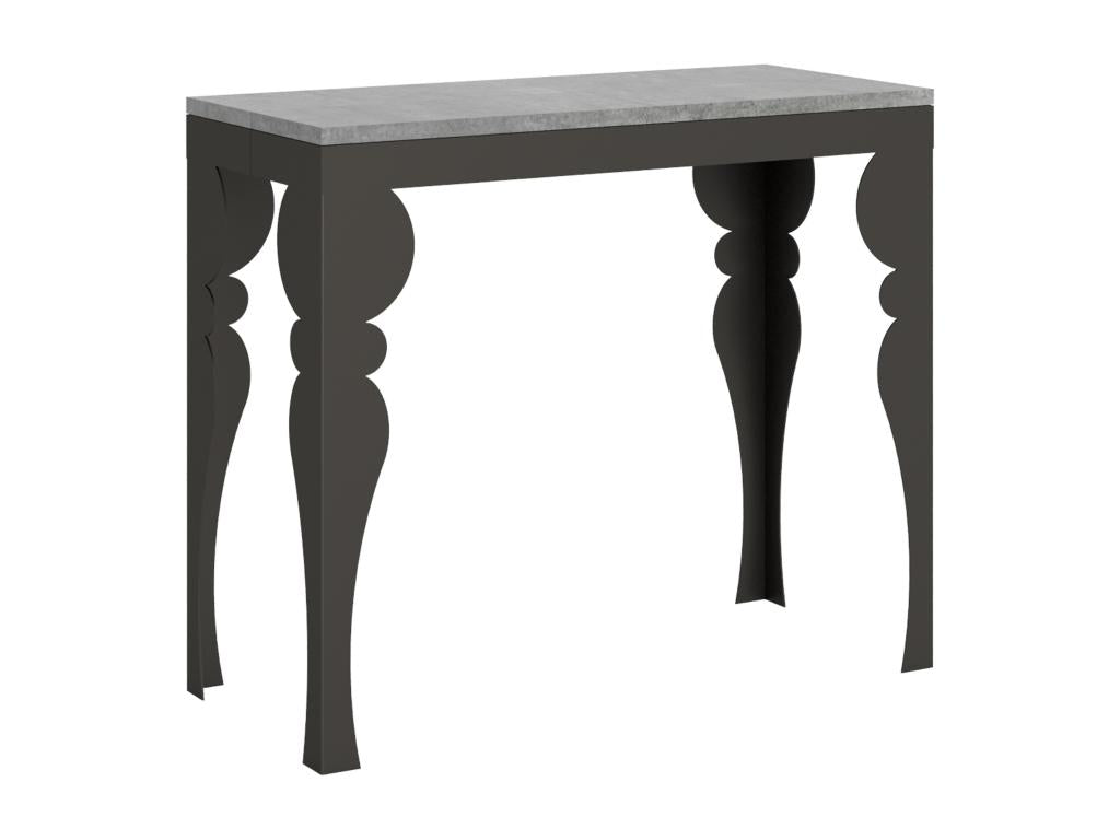 Sunmeub extendable console table 90x40/300 cm, concrete grey, anthracite frame, 75579MPJA