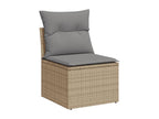 6-piece garden furniture set with cushions, beige woven resin, 13737TUEY