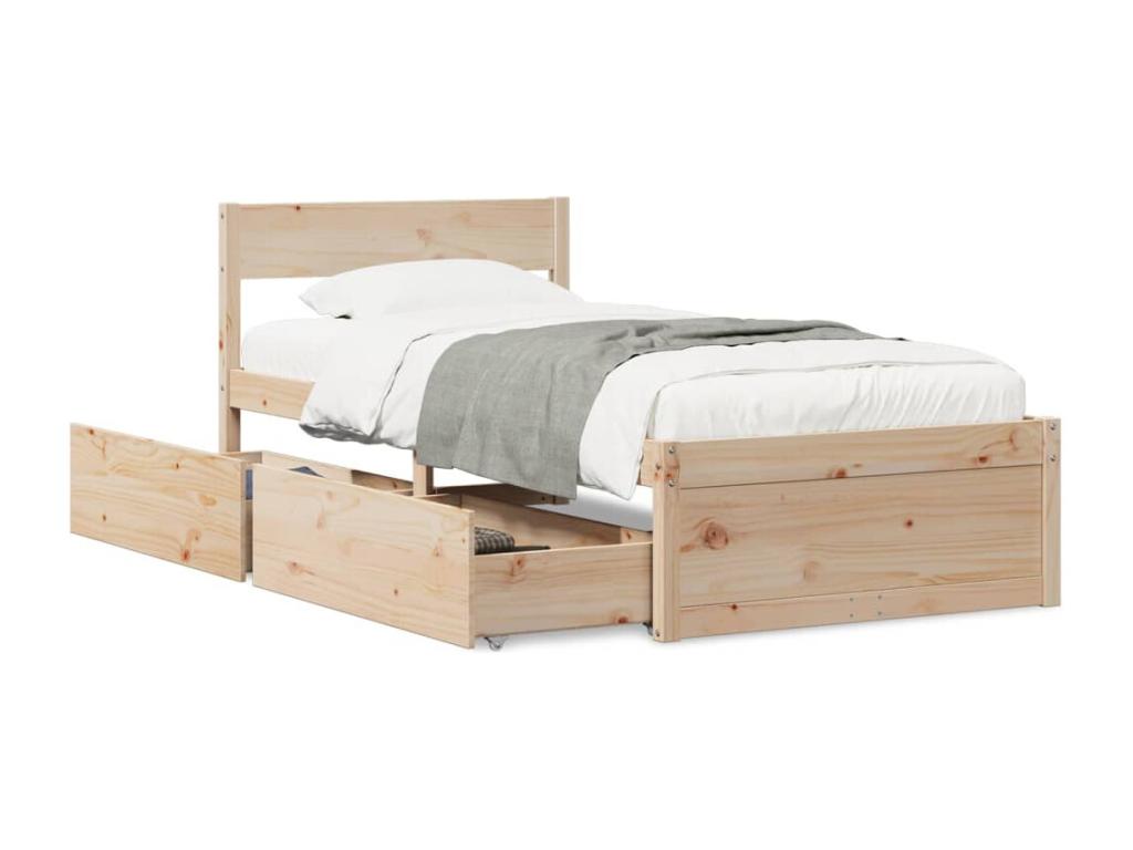 Bed frame without mattress 90x190 cm solid pine wood 47135MNIH