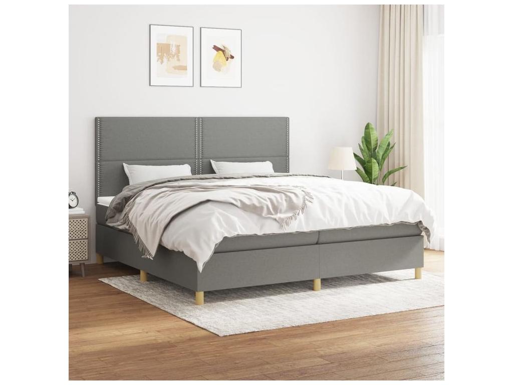 Sunmeub bed base with mattress, dark grey, 200x200 cm, fabric, 51420GCPX