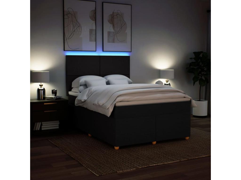 Sunmeub bed base with mattress, black, 140x200 cm, fabric, 16398SJQI