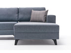 Panoramic sofa in light blue fabric with modular chaise lounges, Sunmeub 305cm 79216GJIX