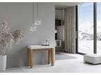 Extendable white console table with natural wood legs, seats 12, 40 to 300cm, Sunmeub-Support 2 legs 56840ZGLF